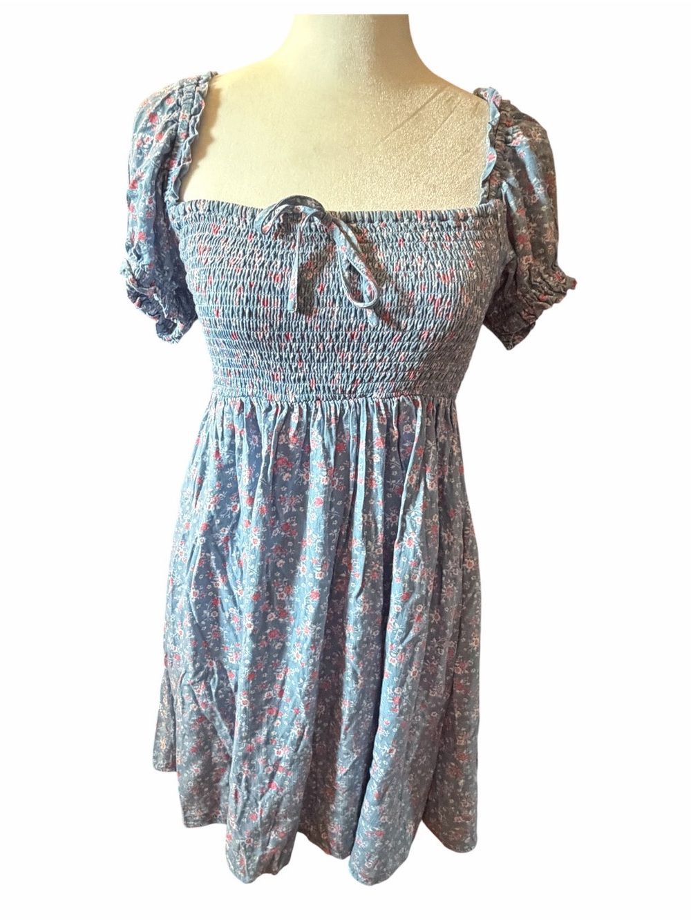 Aéropostale Floral Smocked Square Neck Mini Dress XS